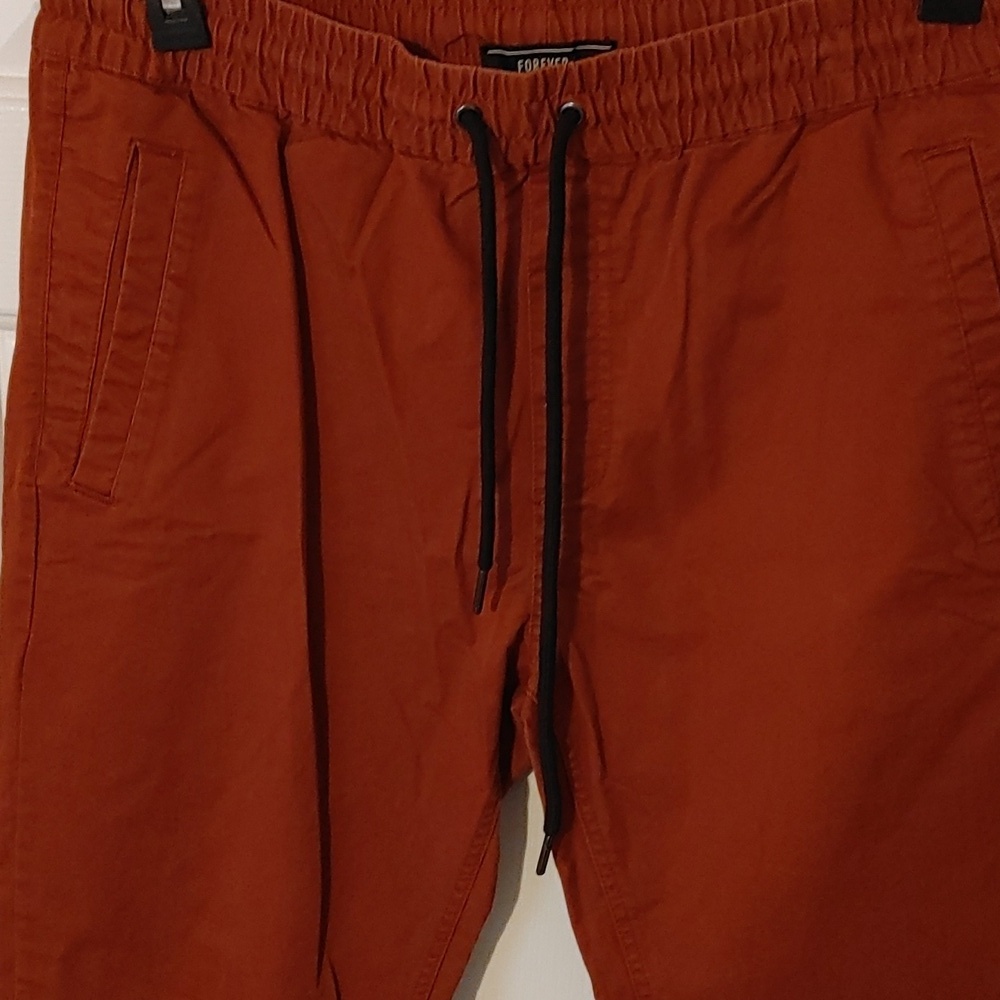 Forever 21 Men's Sz Large Brick Red Pants Straight leg Cargo Vibe - Picture 3 of 5
